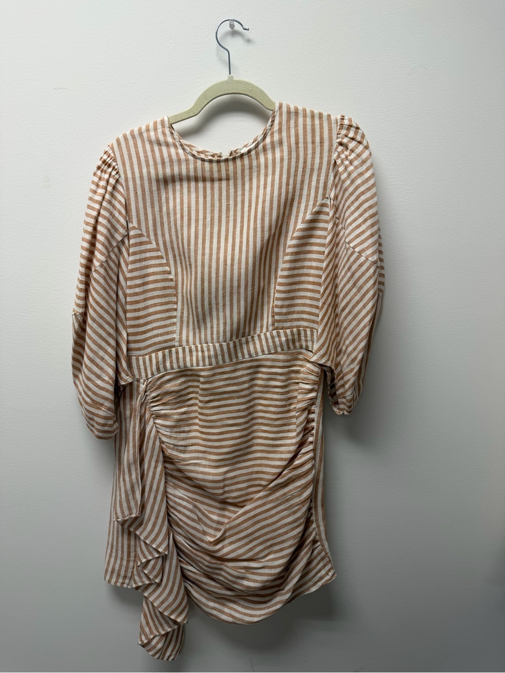 RHODE Beige and White Striped Boatneck Dress